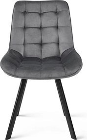 Scaun de masa SORIA VELVET cu picioare negre, gri inchis