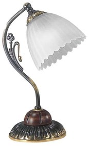 Veioza, Lampa de masa design italian din alama cu lemn 2510