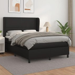 3128913 vidaXL Pat box spring cu saltea, negru, 140x200 cm, piele ecologică