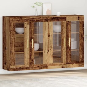 vidaXL Dulap montat pe perete 2 pcs Lemn vechi 69.5 x 34 x 90 cm