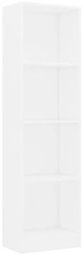 800837 vidaXL Bibliotecă cu 4 rafturi, alb, 40x24x142 cm, lemn prelucrat