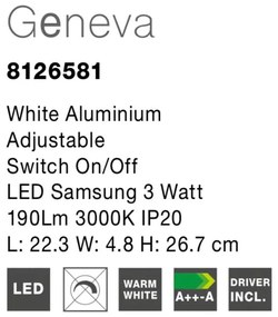 Aplica LED cu spot directionabil design minimalist Geneva alba NVL-8126581