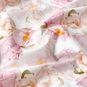 Goldea față de masă 100% bumbac deluxe - flori de bujor înfloriți - ovală 120 x 160 cm