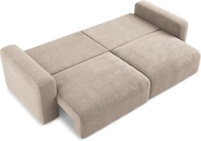 Canapea bej extensibilă/cu spațiu de depozitare cu tapițerie din chenille 252 cm Kona – Makamii