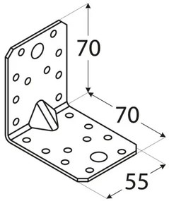 Coltar inclinat la 90° cu ranforsare pentru constructii model KPL (Dimensiuni: 90x90x65x2 mm)