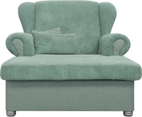 Șezlong verde mentă cu tapițerie din catifea reiată Lord – Ropez