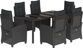 vidaXL Set mobilier de grădină cu perne, 7 piese, negru, poliratan
