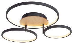 Plafonieră modernă din lemn cu LED inclus, reglabilă în 3 trepte, cu 3 lumini - Rondas