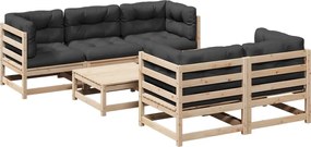 vidaXL Set canapele de grădină cu perne, 6 piese, lemn masiv de pin