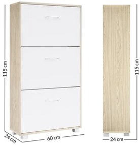 Deuba Dulap pantofi 115x60x24 cm - stejar/alb