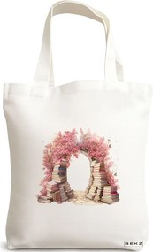 Sacosa de Panza pentru Cumparaturi, Geanta Tote, model Books 51 38 x 34.5 cm, Alba, BEKZ®