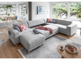 Colțar gri deschis extensibil/cu spațiu de depozitare (cu colț pe partea dreaptă/în formă de "U") Classy Sophie – Miuform