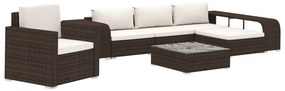 46822 vidaXL Set mobilier de grădină cu perne, 8 piese, maro, poliratan