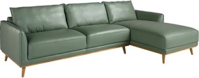 Coltar LUX design italian cu sezlong dreapta Cowhide verde