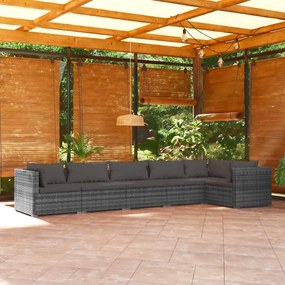 3101709 vidaXL Set mobilier de grădină cu perne, 6 piese, gri, poliratan