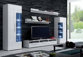 Supermobel Comodă TV ROMA, alb/negru luciu - 150/35/45cm