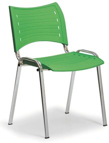 Scaun din plastic SMART - picioare cromate, verde