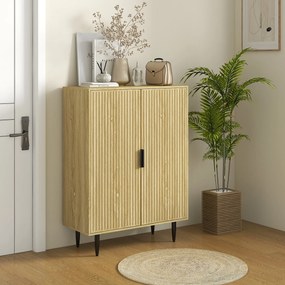 HOMCOM Dulap Pantofi 5 Niveluri cu Rafturi Reglabile, Picioare Metalice, Design Elegant Stejar, Stabil și Sigur, 80x38x110 cm | Aosom Romania