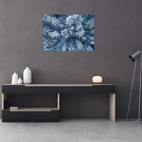 Tablou pe sticlă - Pădure înzăpezită (70x50 cm)