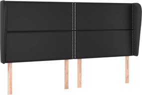 vidaXL Tăblie de pat cu aripioare, negru, 203x23x118/128 cm, piele eco