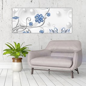 Tablou - Lebede albastre (120x50 cm)