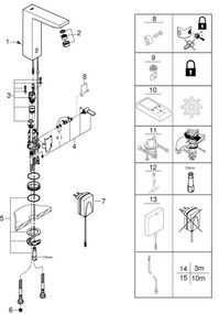 GROHE EUROCUBE E 36440000 - Baterie electronică pentru lavoar cu senzor infraroșu, DN 15, crom