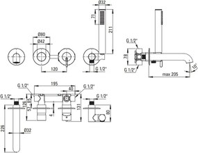 SILIA Baterie de cada cu 4 orificii BQS_N18P Finisaj: negru
