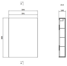 Dulap baie suspendat Cersanit Larga, o usa, 60 cm, gri, montat Gri, 600 mm