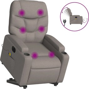 vidaXL Fotoliu electric masaj rabatabil cu ridicare, gri taupe, textil