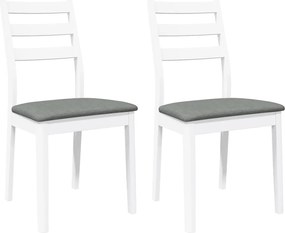 vidaXL Scaune de sufragerie cu perne 2 buc cauciuc din lemn masiv alb