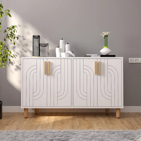 Consola, Hanah Home, Rodney, 120x73.6x29.6 cm, Alb