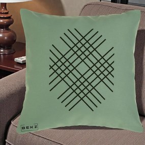 Perna Decorativa Geometric Grid, 40x40 cm, Verde, Husa Detasabila, Perna Inclusa, BEKZ®