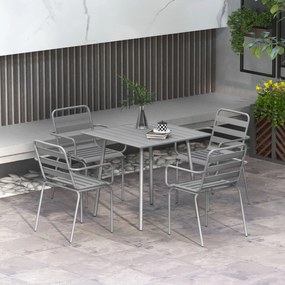 Outsunny Set de masă de grădină de 5 piese, Set de mobilier de exterior, rezistent la intemperii, design modern, 80 x 80 x 74 cm, Gri | Aosom Romania