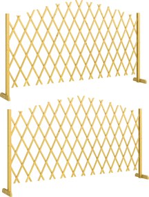 Outsunny Set de 2 panouri extensibile de gard pentru grădină exterioară din lemn pentru decor terasă 180x30x103 cm Natural | Aosom Romania