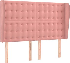 vidaXL Tăblie de pat cu aripioare, roz, 147x23x118/128 cm, catifea