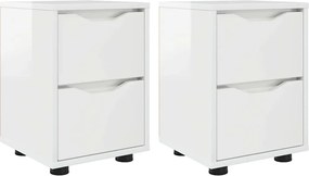 vidaXL Mese de noptieră cu sertar 2 pcs Alb lucios 30,5 x 30 x 43 cm