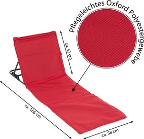 Saltea de plajă reglabilă cu spătar, roșie, 2 bucăți.