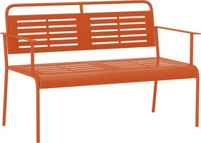 Outsunny Bancă de grădină pentru 2 persoane, bancă exterioară din oțel cu brate și spătar, pentru balcon, 121 x 64 x 84 cm, roșu | Aosom Romania