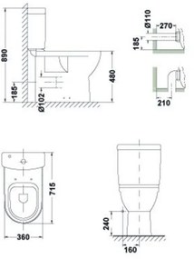 Set vas wc stativ Gala Blue cu rezervor si capac, alb