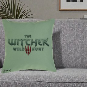 Perna Personalizata The Witcher 3 Wild Hunt, 40x40 cm, Verde, Husa Detasabila, Perna Inclusa, BEKZ®