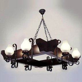 Candelabru rustic fabricat manual din lemn dim.67x67cm, 8 brate Queen WOOD-QU-SP8