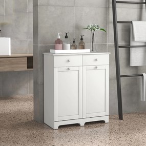 HOMCOM Dulap de baie, mobilier de stocare, cu coșuri pentru rufe pliabile 2 sertare, 78L x 40l x 90,5H cm, alb | Aosom Romania