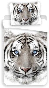 Lenjerie de pat pentru copii albă-gri din bumbac pentru pat de o persoană 140x200 cm White Tiger – Jerry Fabrics