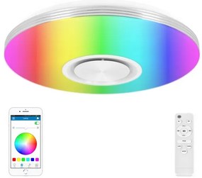 Plafonieră LED RGBW reglabilă cu boxă, LED/60W/230V, albă + telecomandă