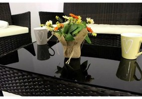 Set de grădină din rattan Aldotrade GardenLine,maro + perne de scaun crem