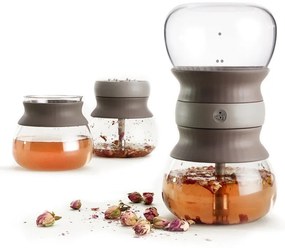 Ceainic maro deschis cu filtru din sticlă 500 ml – Lékué