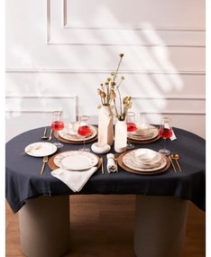 Set de masă 24 piese din porțelan, alb/gri