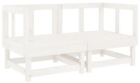 825395 vidaXL Canapea de colț de grădină, 2 buc., alb, lemn masiv de pin