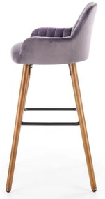 Scaun bar catifea H-93 gri inchis - H 98 cm