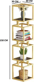 Biblioteca Art din metal culoare auriu 150 cm